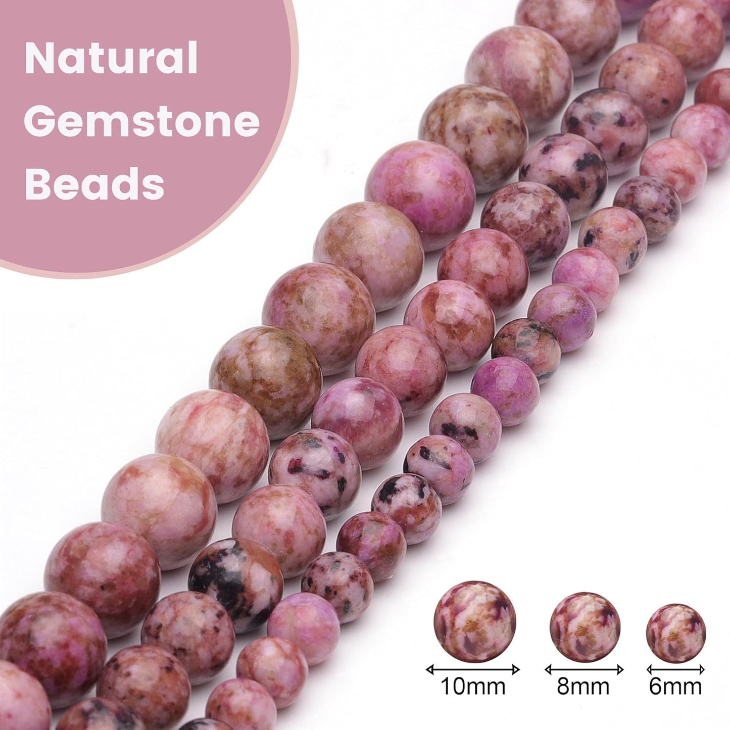 6mm Natural Stone Beads for Jewelry Making,Pink Imperial Turquoise Polished Smooth Round Gemstone Beads for Bracelet Necklace 15 Inch