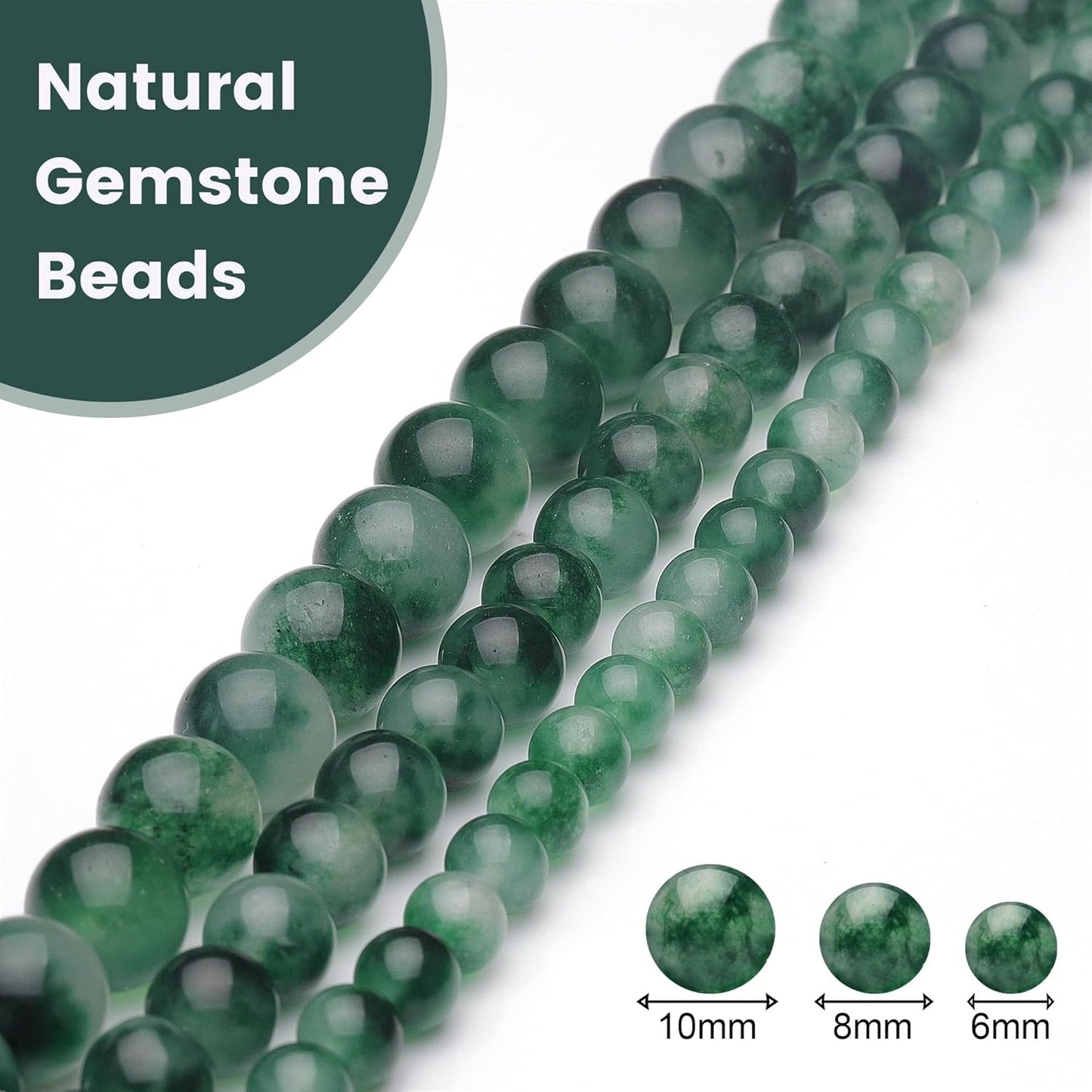 8mm Natural Stone Beads for Jewelry Making,Flower Jade Polished Smooth Round Gemstone Beads for Bracelet Necklace 15 Inch