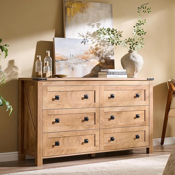 T4TREAM Farmhouse 6 Drawers Dresser by T4TREAMFurniture