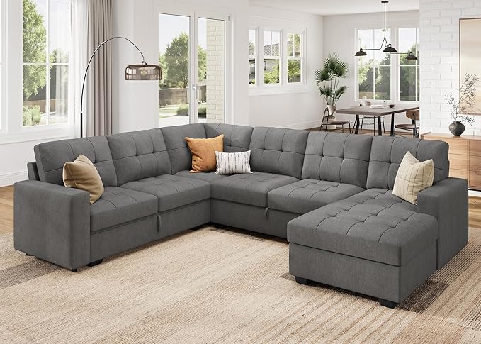 HONBAY Sleeper Sofa Bed with Storage Chaise, Sectional Couch with Pull Out Bed - Image 7