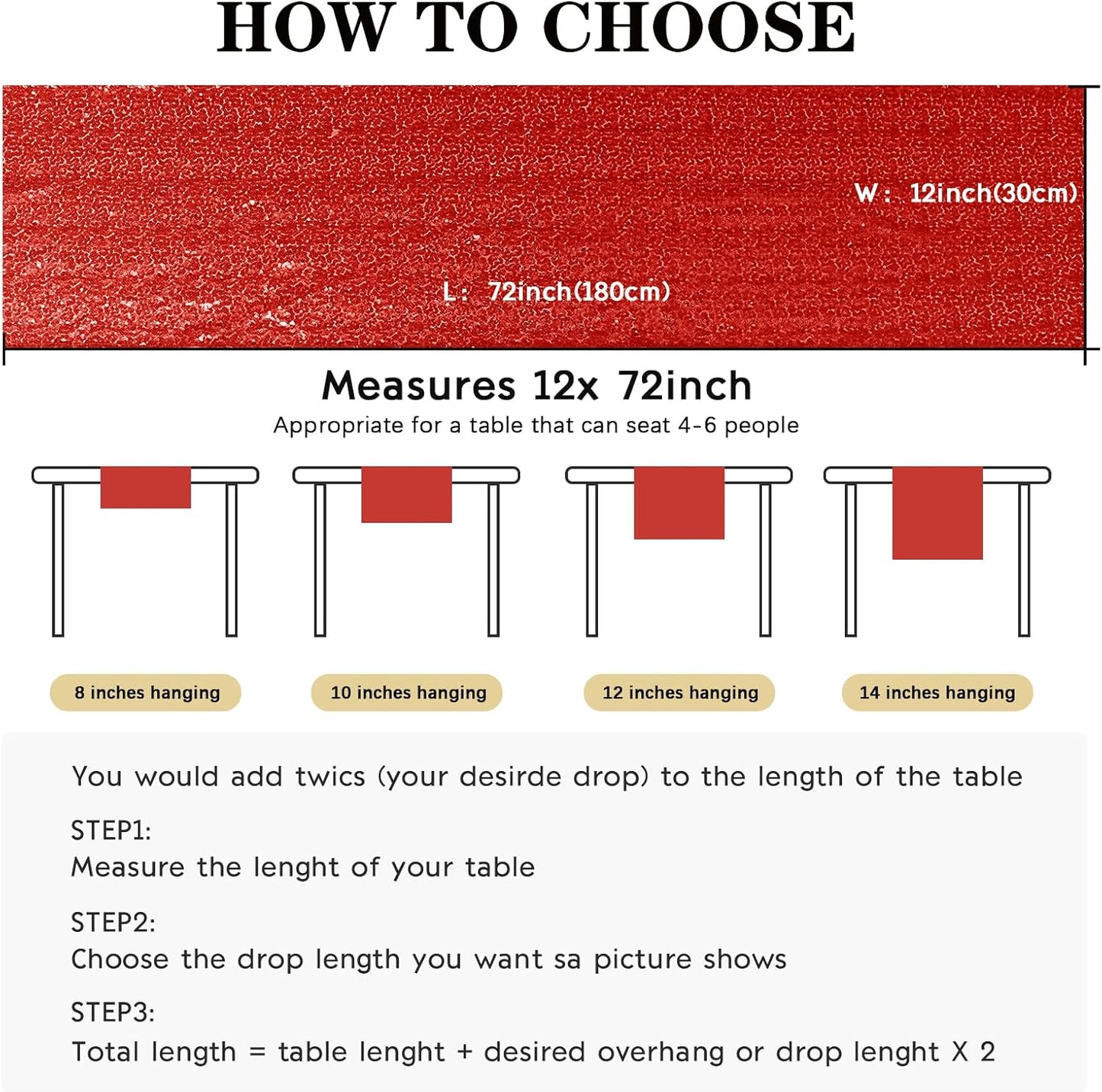 6 Packs 12 x 72 inches Sequin Table Runner, Red Glitter Table Runner for Birthday Party Supplies Wedding Engagement Baby Shower Holiday Celebration Event Decorations