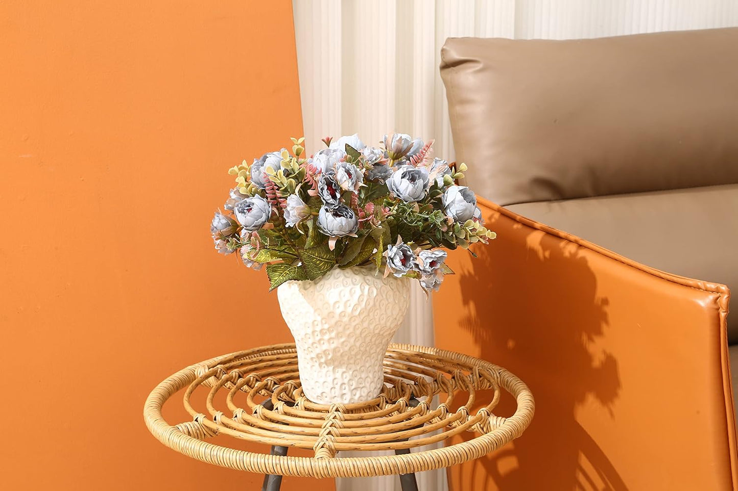 Artificial Flowers Vintage Fake Peony Flowers Silk Mini Plastic Peony Bridal Flowers for DIY Wedding Bouquets Home Decorations 2 Packs(Light Purple)