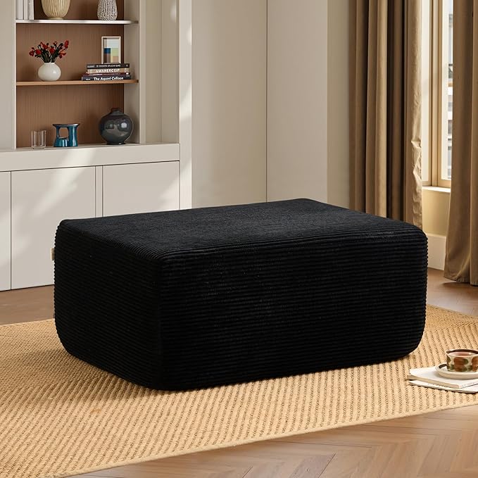 ovios 37" Corduroy Ottoman, Upholstered Cloud Ottoman by OVIOS
