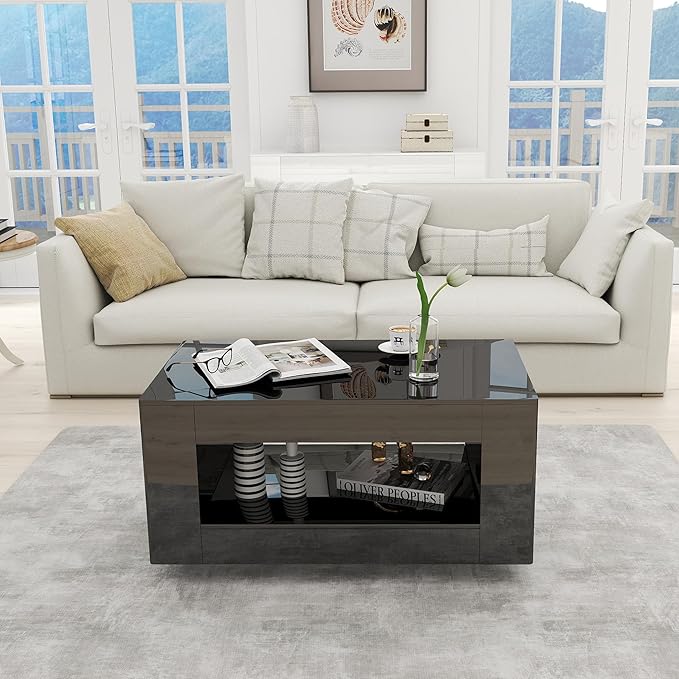 35" High Gloss Wood Coffee Table - Image 6