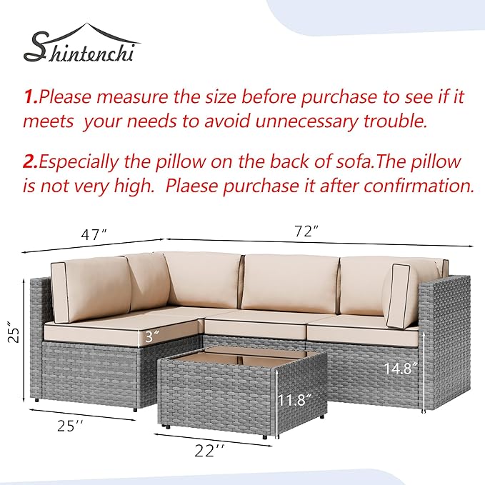 5 Piece Outdoor Patio Furniture Set, All Weather Conversation Set - Image 6