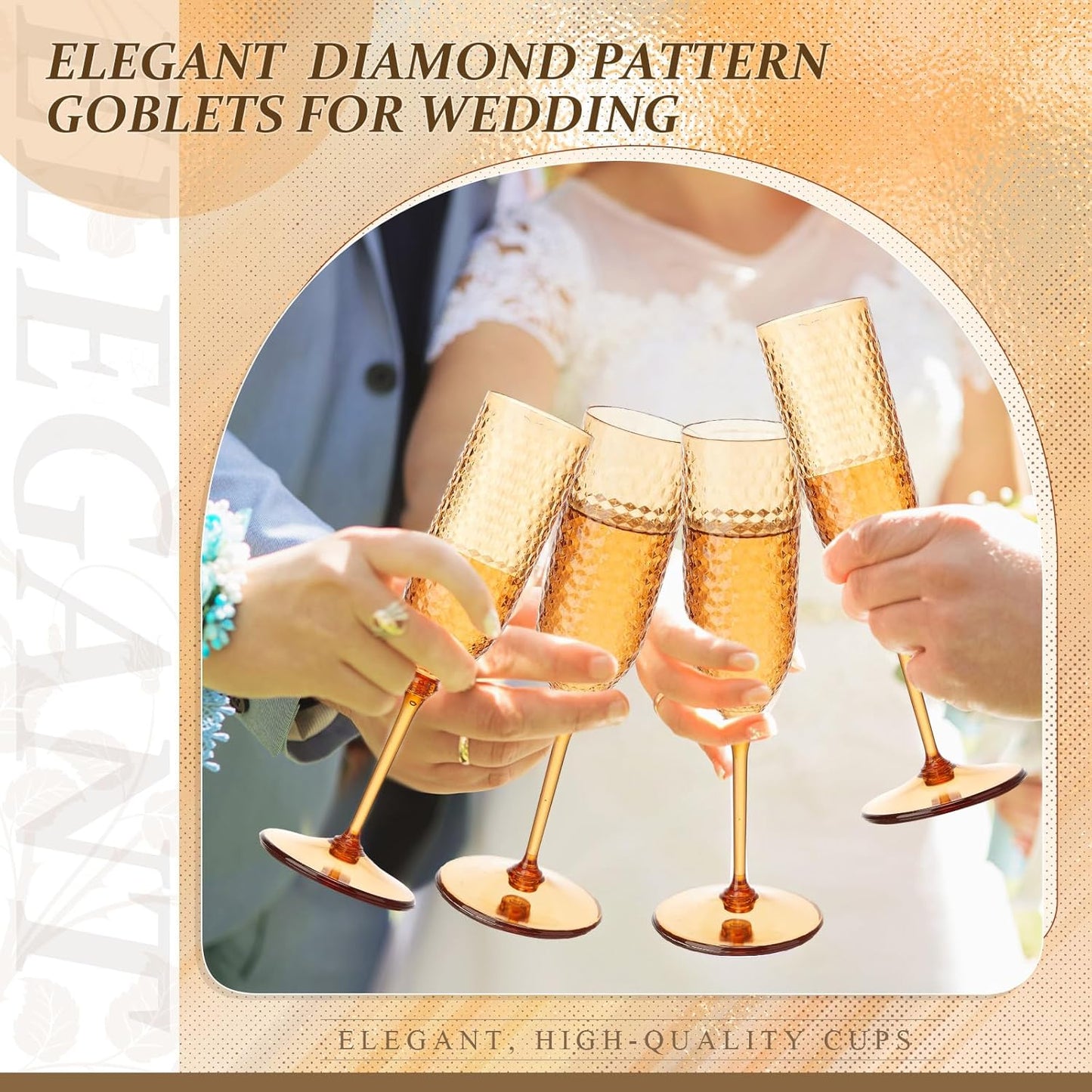 Remerry 24 Pack Detachable Plastic Champagne Flutes 5.5 oz Champagne Glasses Wedding Toasting Crystal Glasses Reusable Unbreakable Party Wine Cups for Wedding New Years Eve Party Supplies