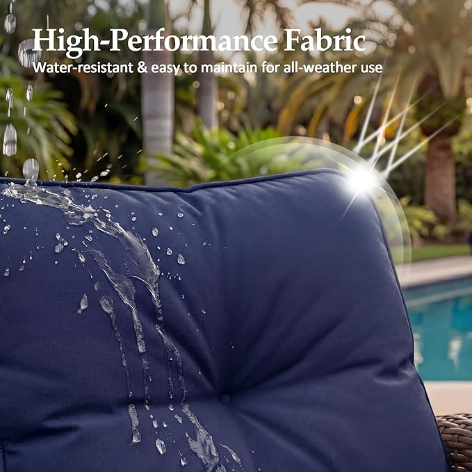 UPHA 6 Pieces Patio Furniture Sets, Wicker Outdoor Sofa Set - Image 6
