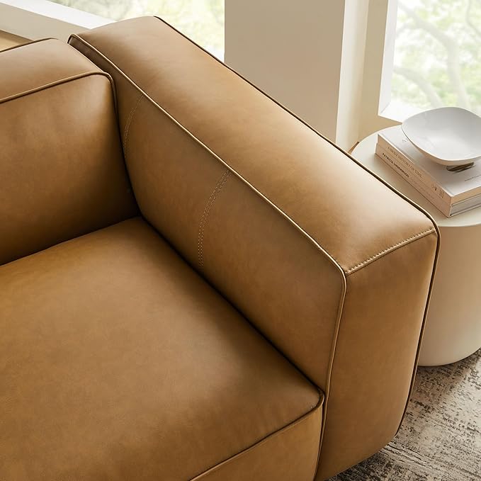Modway Auren Vegan Leather Right Modular Armchair in Camel - Image 5