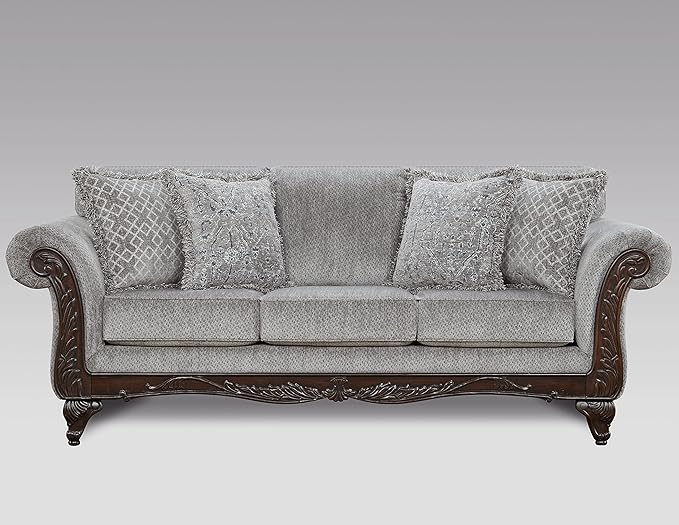 Hernen Carved Wood Frame Sofa by RoundhillFurniture