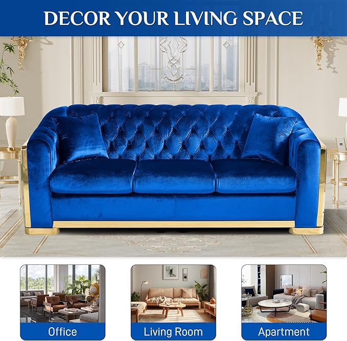 DAMAIFROM Mid Century Modern Chesterfield Sofa Couch, 3 Seat Tufted Sofas - Image 6