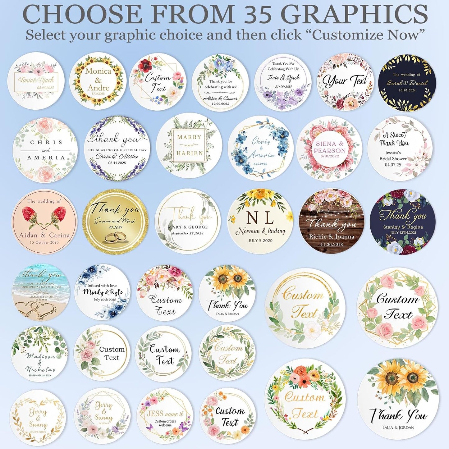 Custom Round Sticker Labels Personalized Stickers with Logo&Text Design Sticker for Wedding Favors Businesses Logo Birthday Gift Boxes Label 50-1000 Pack