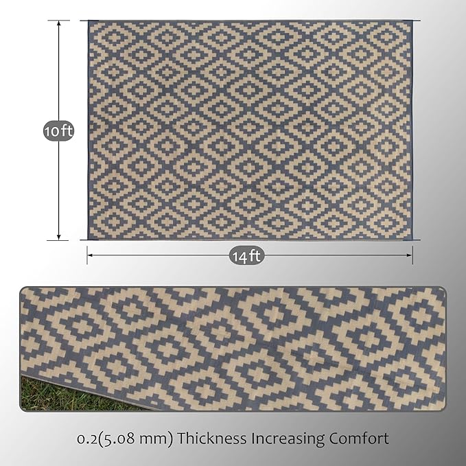 SAND MINE Reversible Mats, Plastic Straw Rug, Modern Area Rug, Large Floor Mat - Image 2