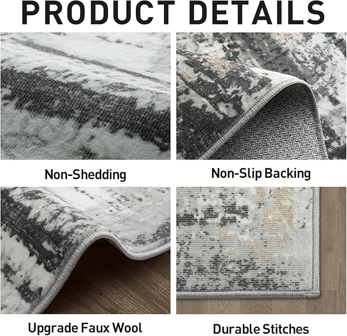 9x12 Area Rugs Washable Rug: Modern Abstract Living Room Rug Soft Anti-Skid - Image 5