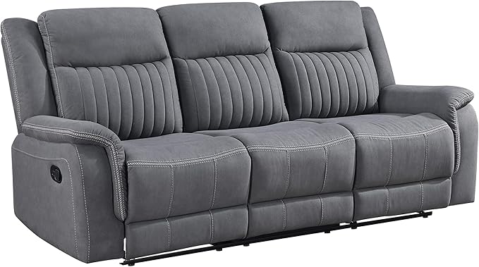 Lexicon Manual Double Reclining Sofa, Polished Microfiber Upholstered 3 Seater - Image 7