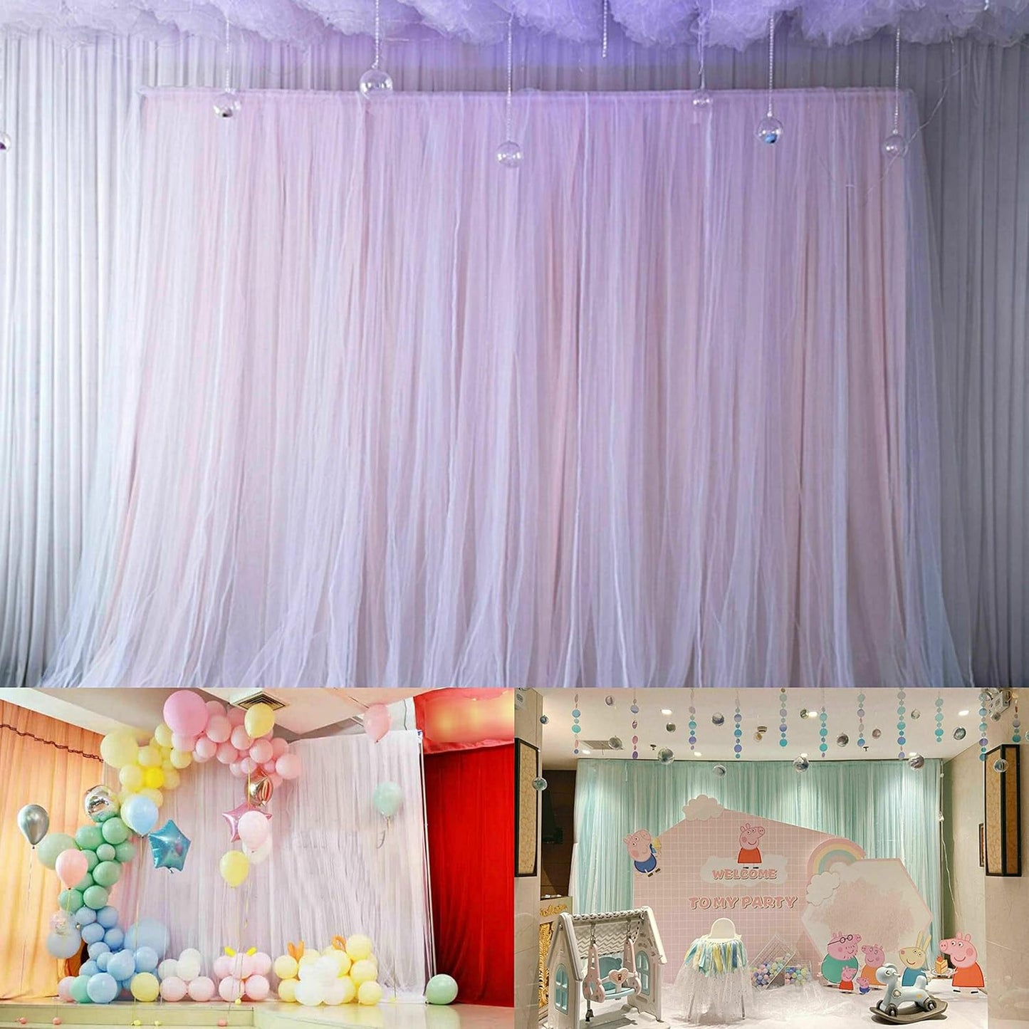20ftx10ft Backdrop Stand Portable Pipe and Drape Poles Kit for Wedding Parties Curtains Stage Decoration Photography Photo Booth, Metal Curtain Frame Long Background Stand Support System