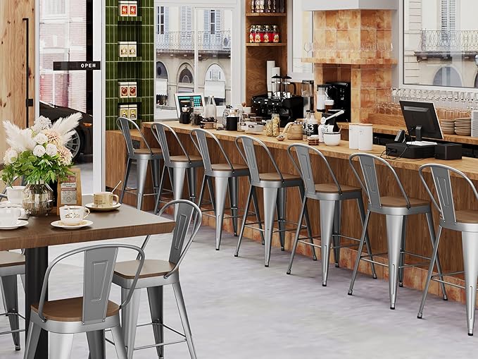 Andeworld Metal Bar Stools Set of 4, 24 inch Counter Height Barstools - Image 8