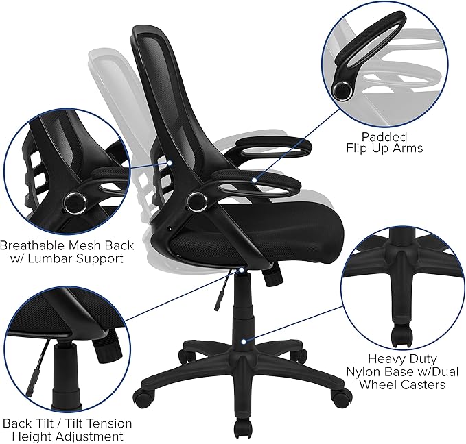 Flash Furniture Porter High Back Black Mesh Ergonomic Swivel Office Chair - Image 13