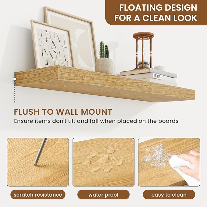 fuqing Floating Shelves for Wall, Wall Mounted Wood Floating Shelf - Image 5