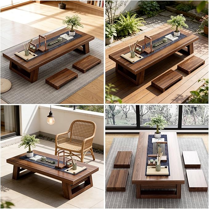 JHDXL Solid Wood Japanese Tea Table, - Image 6