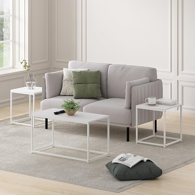 Furinno CAMNUS Coffee Table, Metal Frame Modern Center Table and Side Tables Set - Image 2