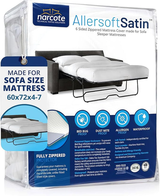 Allersoft| Queen Sleeper Sofa Mattress Cover by Allersoft
