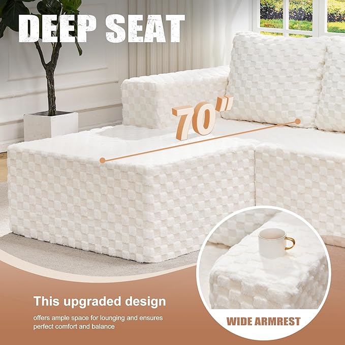 Hobestluk Modular Sectional Sofa Memory Foam Couch Sofa Bed Loveseat - Image 4