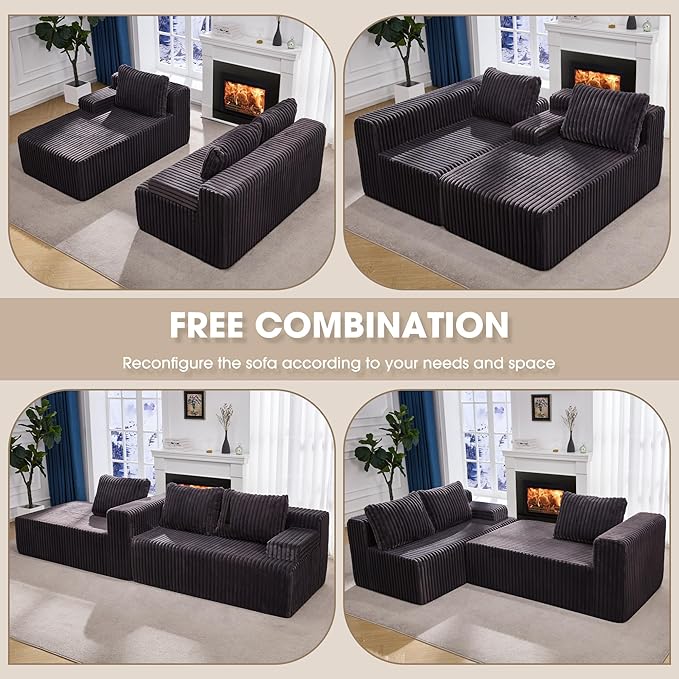 Hobestluk Modular Sectional Sofa Couches L-Shape Couch 3 Seat Modular Sofa - Image 5
