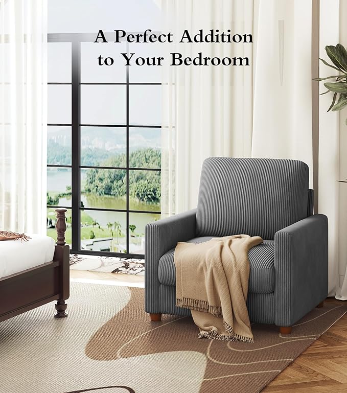 Kidirect 35.5in Oversized Accent Chair, Corduroy Reading Chair - Image 8