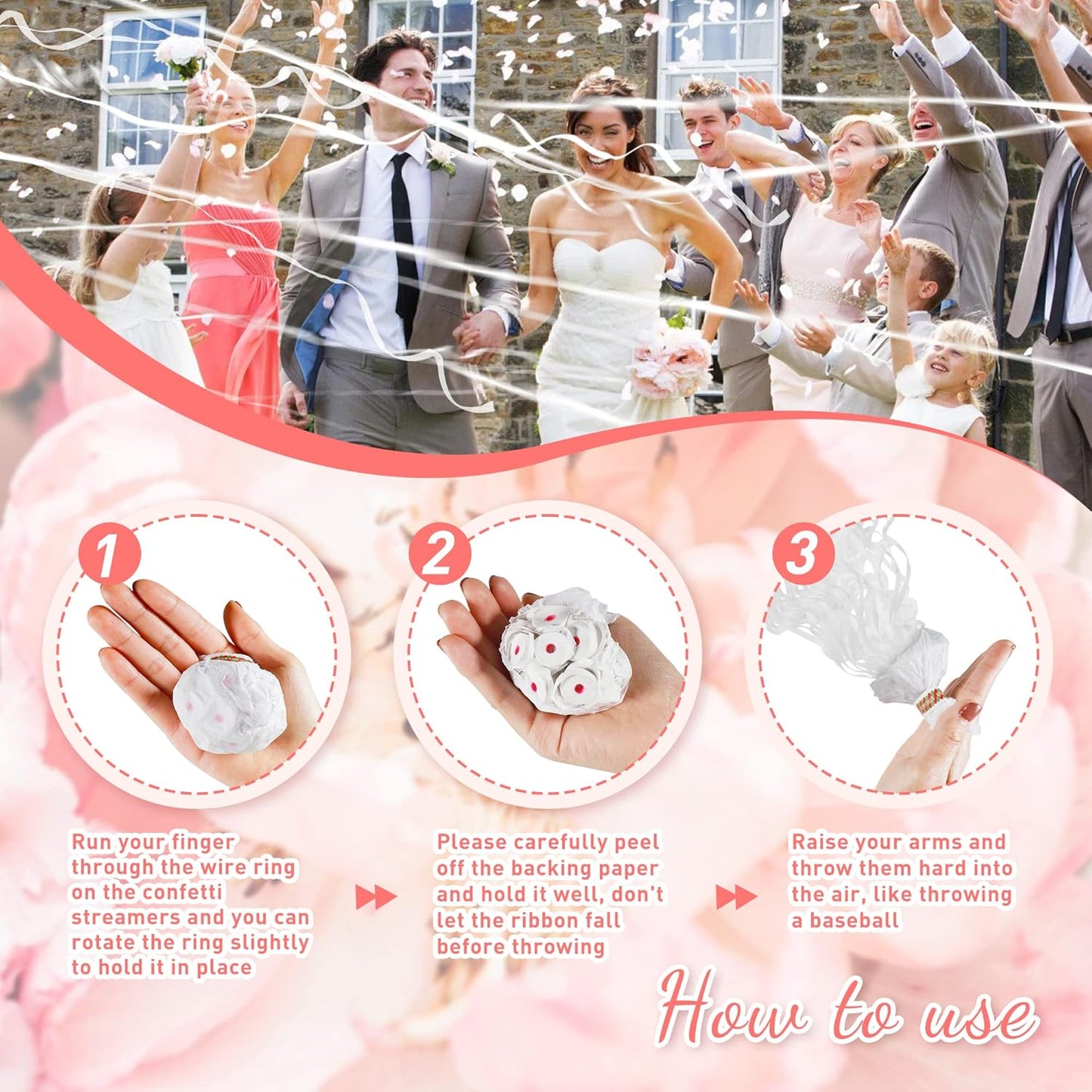 48Pack White Streamer Poppers,Hand Throw Streamer Poppers,No Mess Confetti Poppers for Birthday,Wedding,Party,Celebrations,School Opening,Graduation,Retirement Party (white 48pack)