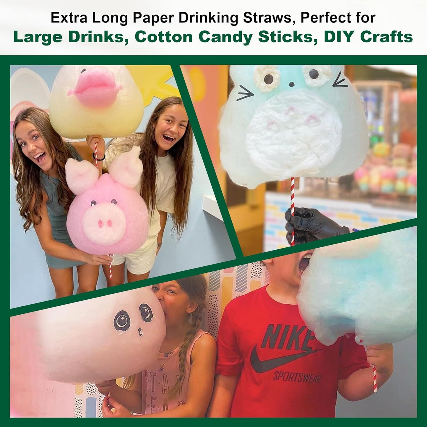 18 Inch Extra Long Paper Drinking Straws - For Large Drinks, Cotton Candy Sticks, DIY Crafts - Red, 100 Counts- 100% Biodegradable