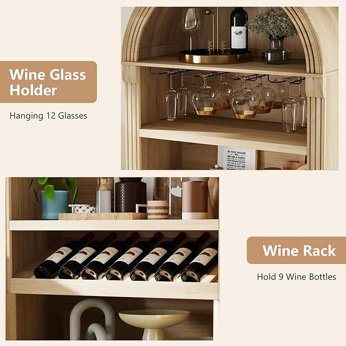 71" Tall Arched Wine Bar Cabinet - Image 5