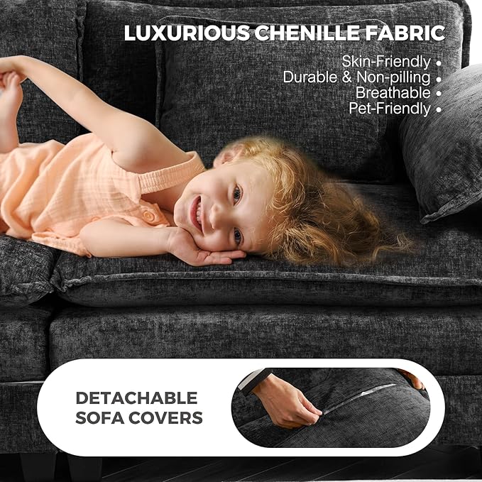 ELUCHANG 150" Modular Sectional Sofa, Comfy Deep Seat Cloud Couch, 6 Seater U - Image 4