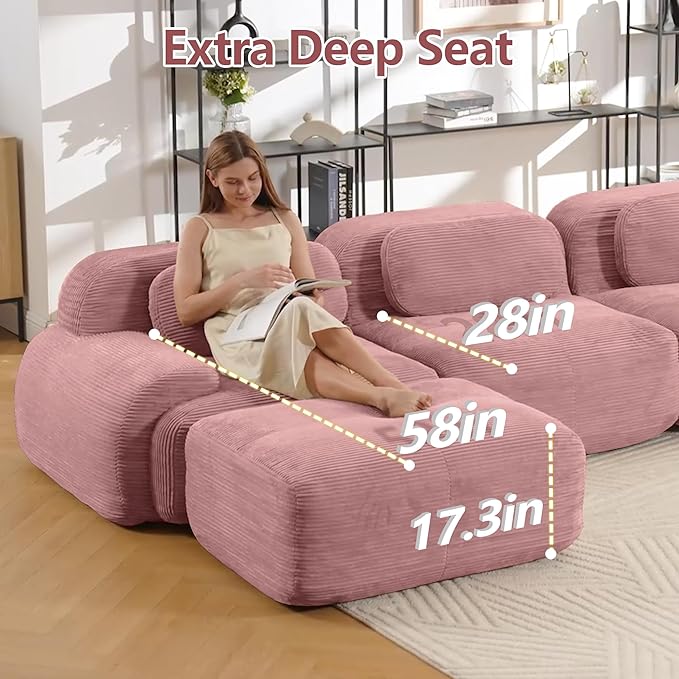 Boneless Sectional Couch, No Assembly Required, 81.8” L Shaped Modular Cloud - Image 5