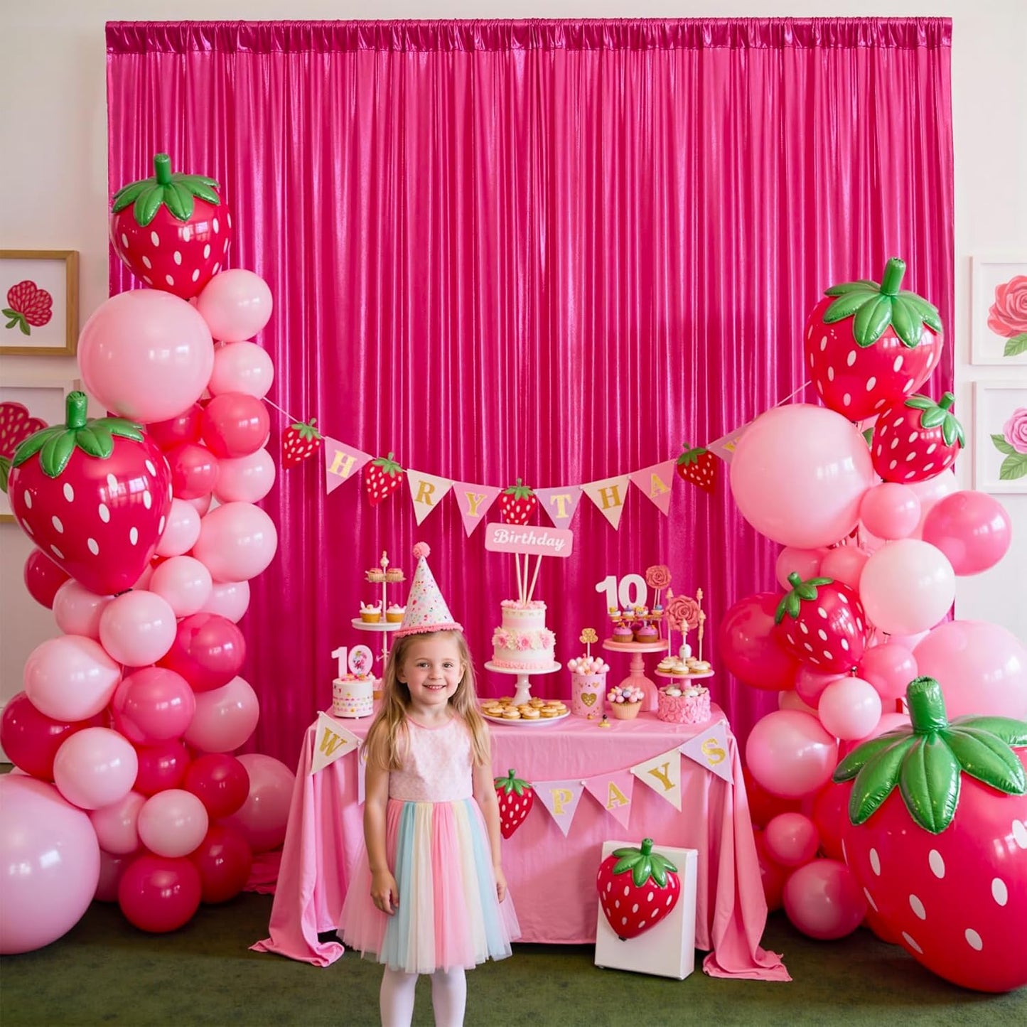 gogoparti 10x10FT Hot Pink Sequin Backdrop Curtain - 2 Panels of 5x10FT Wrinkle-Free Glitter Drapes for Photography, Birthdays, Weddings & Graduations