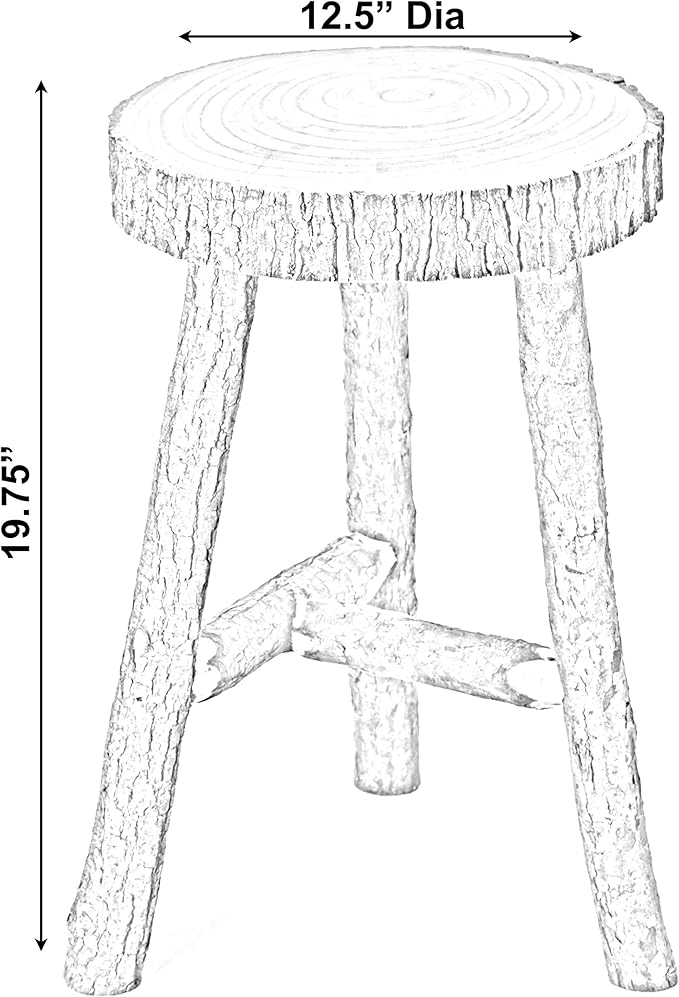 Decorative Antique Log Cabin Natural Wooden Accent Stool Side Table - Image 3