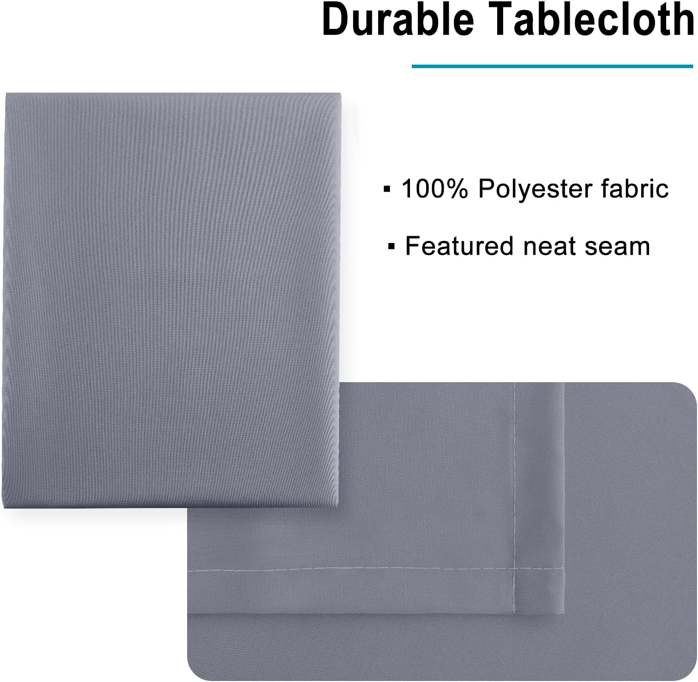 Hiasan Light Gray Rectangle Tablecloth - Waterproof Spillproof and Wrinkle Resistant Washable Polyester Table Cloth for Dining Party, 90 x 156 inch