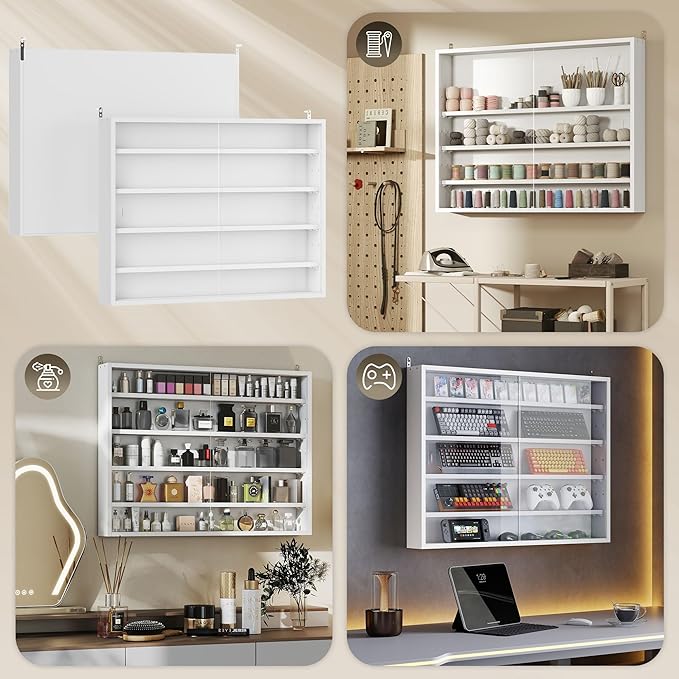 HOMCOM 5-Tier Display Cabinet, Glass Door Cabinet - Image 7