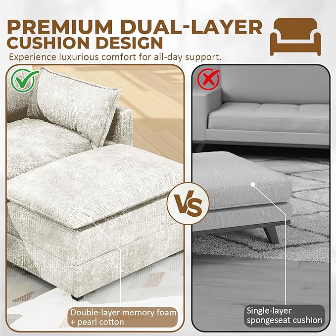 LEVELEVE 112.5" U-Shape Modular Sofa - Image 4