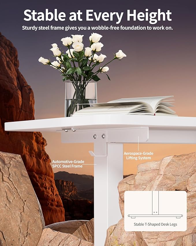 BIZUM Electric Standing Desk 60 x 24 Inch Computer Desk-Gaming Desk White Home - Image 6
