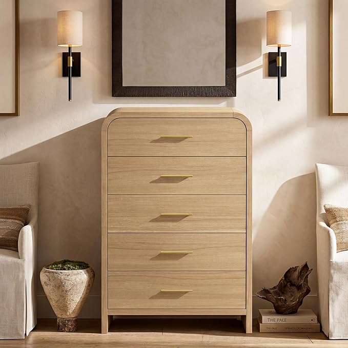 Curved 5-Drawer Dresser for Bedroom, 45.59" Tall Modern Chest of Drawers - Image 5