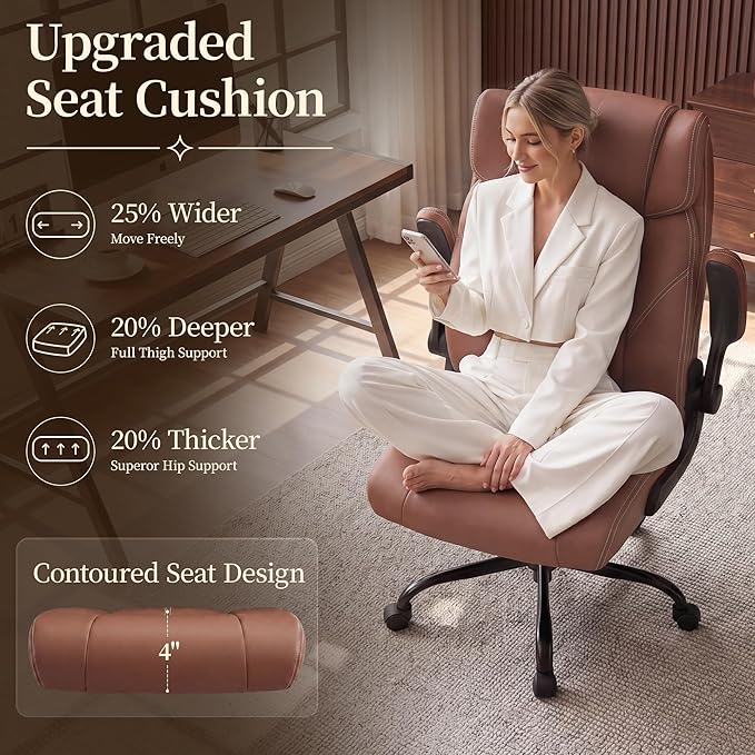 Office Chair, Leather Ergonomic Computer Desk Chair - Image 4