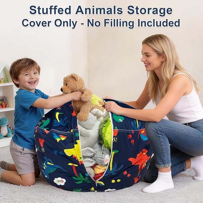 Lukeight Dinosaur Stuffed Animals Storage Bean Bag Chair Cover - Image 2