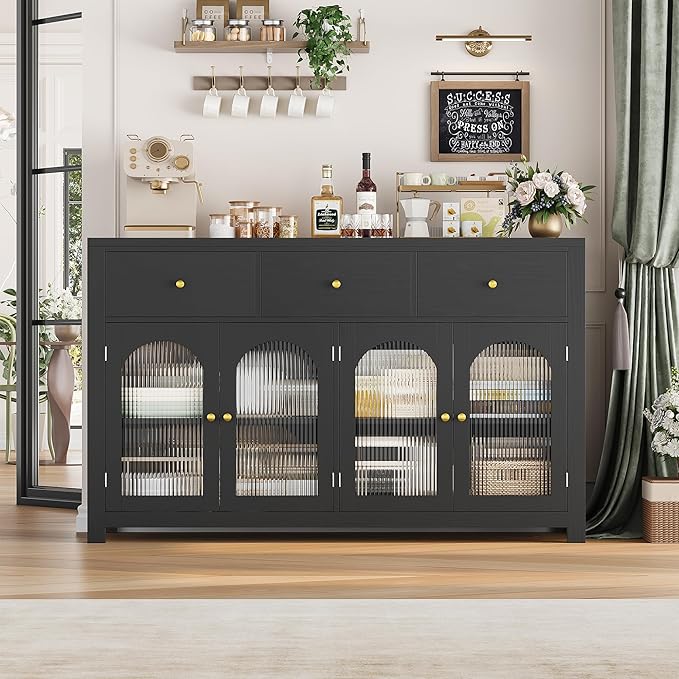 FINETONES Buffet Cabinet with Storage, 55.1" Large Sideboard Buffet Farmhouse - Image 4