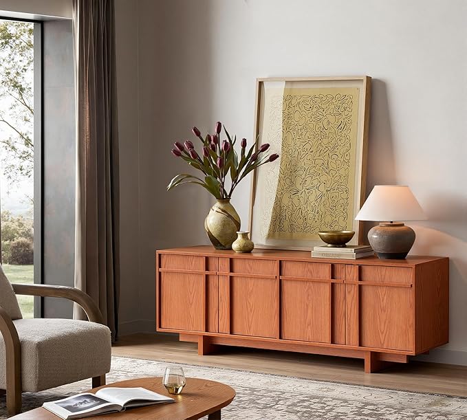 TV Stand for 75 Inch TV, Mid Century Modern TV Stand - Image 7