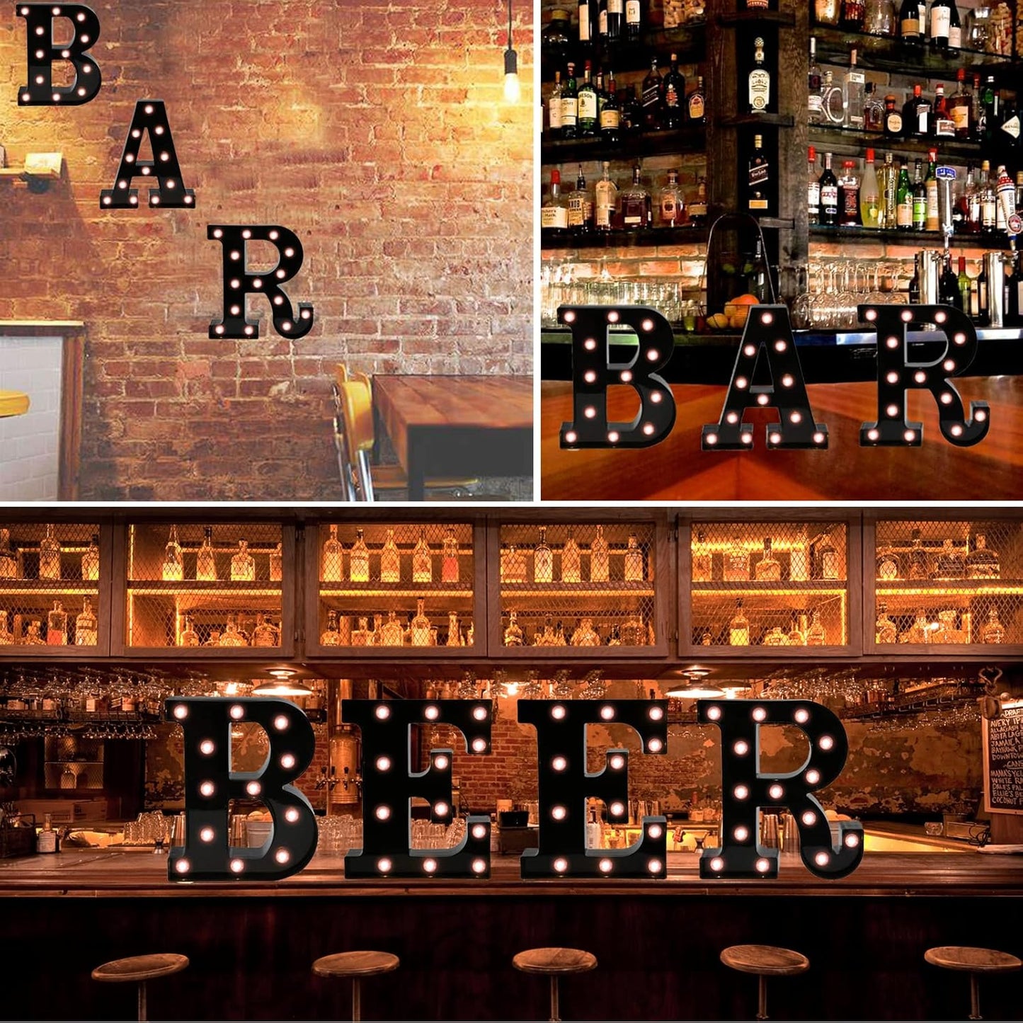 Light Up Black Alphabet Marquee Letters Sign LED Marquee Number Lights Sign for Night Light Home Bar Christmas Lamp Birthday Party Wedding Decoration V