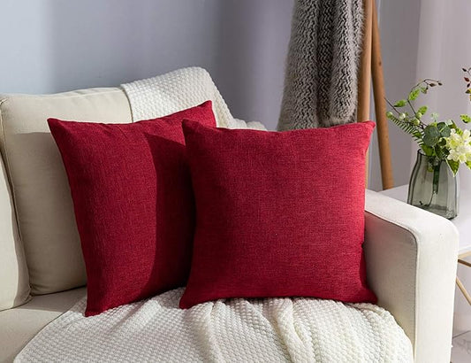 Stellhome Set of 2 Christmas Decorative Linen Throw Pillow Cover Square by Stellhome