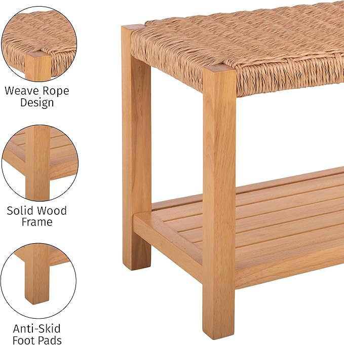 Alaterre Furniture Newport 40 Inch Solid Wood Entryway Bench - Image 4