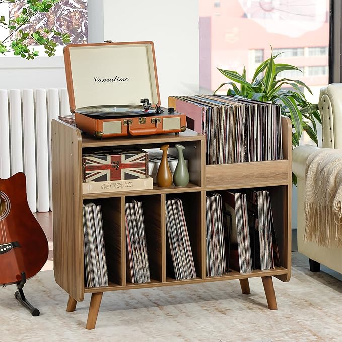 Record Player Stand, Large Record Player Table Cabinet - Image 3