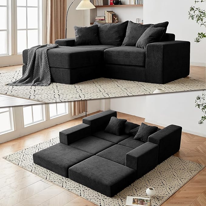 Modular Sectional Loveaeat Cloud Sofa, Boneless Couch by CozyMine