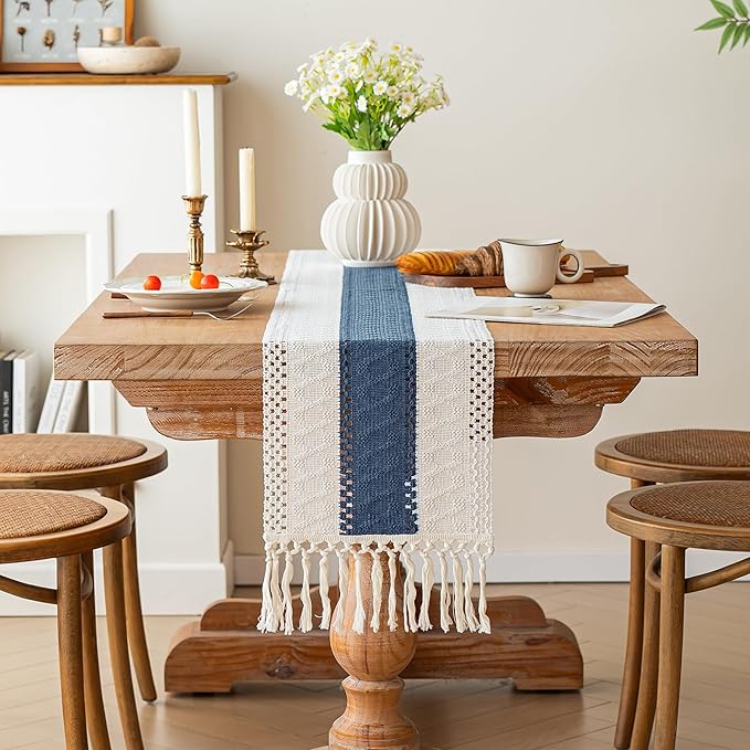 FEXIA Boho Blue Table Runner 60 Inches Long - Image 2